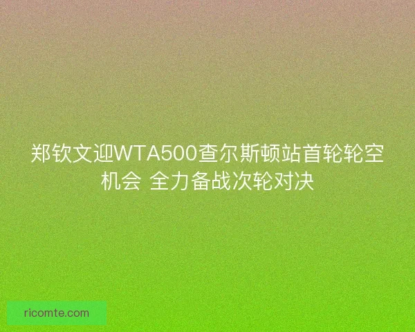 郑钦文迎WTA500查尔斯顿站首轮轮空机会 全力备战次轮对决