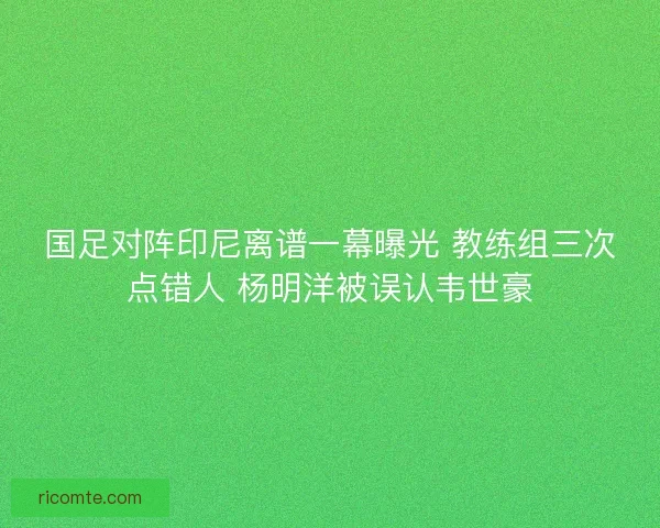 国足对阵印尼离谱一幕曝光 教练组三次点错人 杨明洋被误认韦世豪