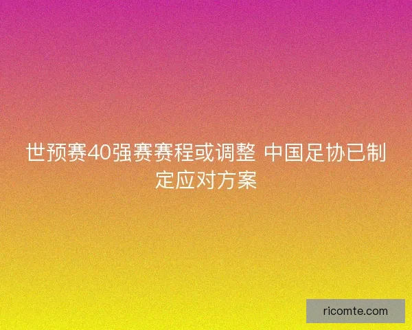 世预赛40强赛赛程或调整 中国足协已制定应对方案