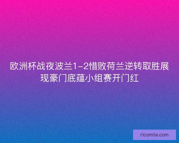 欧洲杯战夜波兰1-2惜败荷兰逆转取胜展现豪门底蕴小组赛开门红